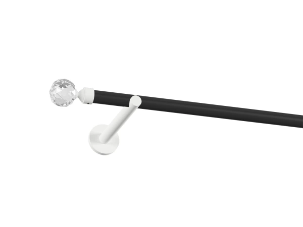 Garnýž 19mm obyčejná tyč - 1 řadá - KOULE CRYSTAL - černá a bílá 1