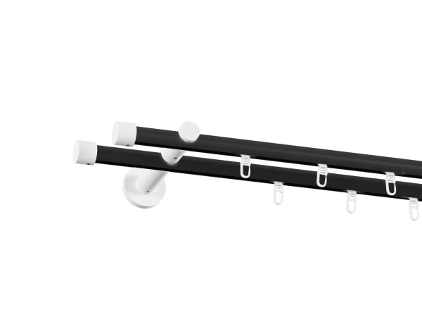 Garnýž 19x19mm drážková tyč - 2 řadá - PULLO - černá a bílá