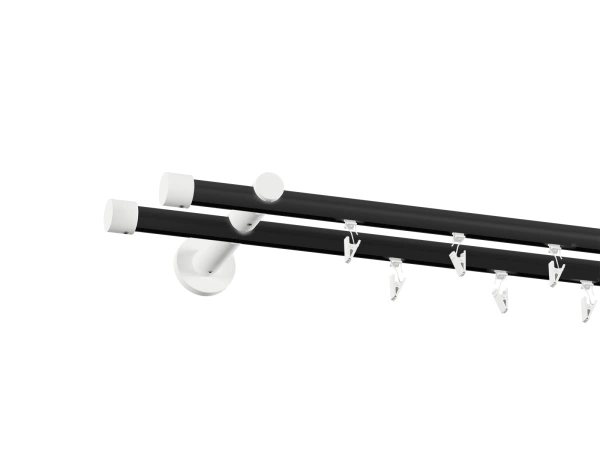 Garnýž 19x19mm drážková tyč - 2 řadá - PULLO - černá a bílá 2