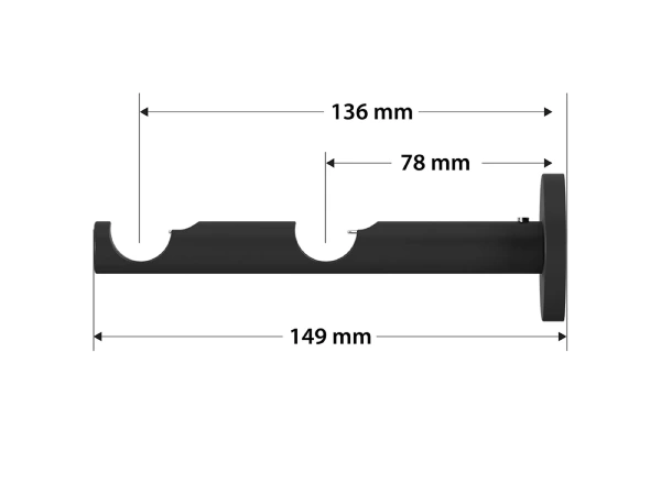 Garnýž 19x19mm obyčejná tyč - 2 řadá - KOULE CRYSTAL - černá 3