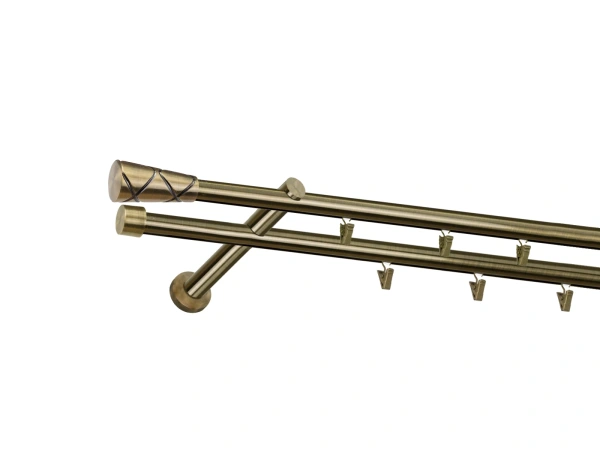 Garnýž 19x19mm - drážková tyč - 2 řadá - TRAPEZIUM - antik