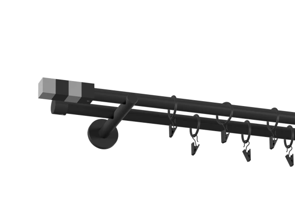 Garnýž 19x19mm obyčejná tyč - 2 řadá - KVADRAT - černá