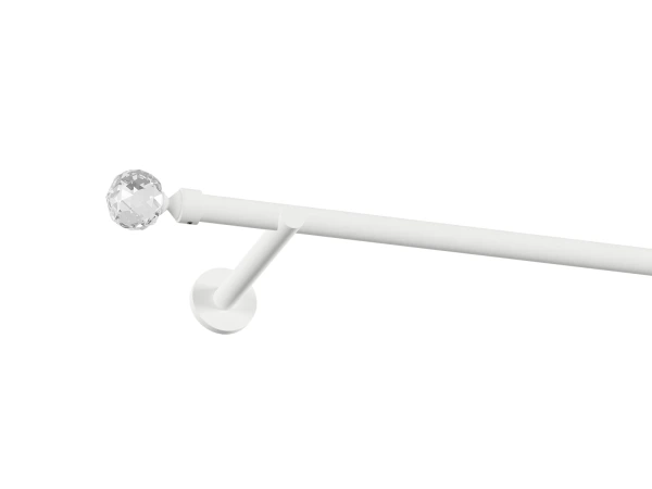 Garnýž 19mm obyčejná tyč - 1 řadá - KOULE CRYSTAL - bílá 1