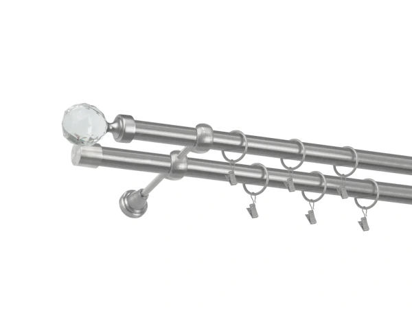 Garnýž 25x25mm - 2 řadá - KOULE CRYSTAL - satin
