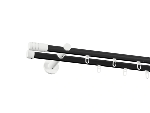 Garnýž 19x19mm drážková tyč - 2 řadá - TECHNO - černá a bílá