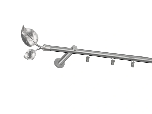 Garnýž 19mm - drážková tyč - 1 řadá - LIST VELIKÝ - satin