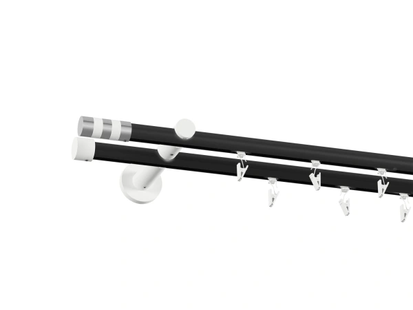 Garnýž 19x19mm drážková tyč - 2 řadá - VALEC - černá a bílá 2