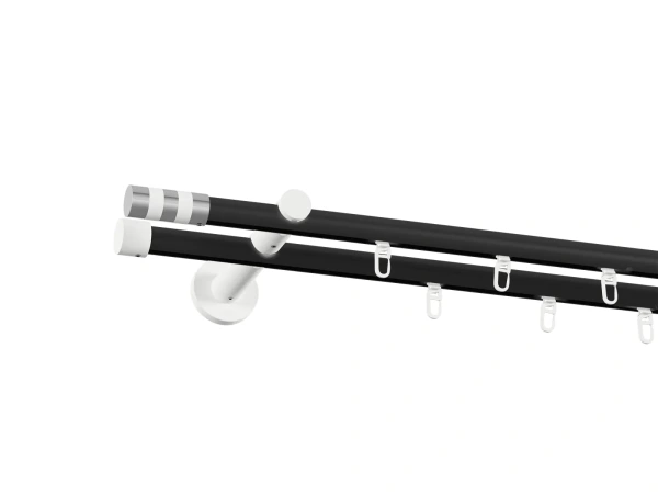 Garnýž 19x19mm drážková tyč - 2 řadá - VALEC - černá a bílá