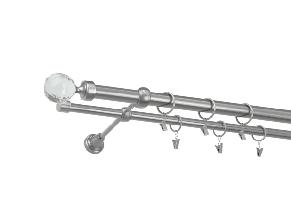 Garnýž 25x16mm - 2 řadá - KOULE CRYSTAL - satin