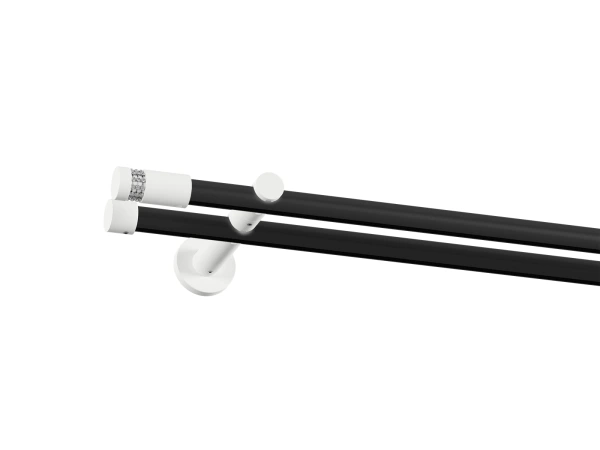 Garnýž 19x19mm drážková tyč - 2 řadá - CYLINDER CRYSTAL - černá a bílá 1