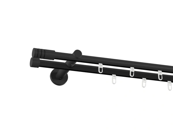 Garnýž 19x19mm drážková tyč - 2 řadá - TECHNO - černá