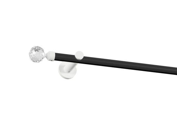 Garnýž 19mm drážková tyč - 1 řadá - KOULE CRYSTAL - černá a bílá 1