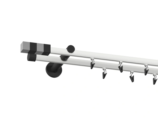 Garnýž 19x19mm drážková tyč - 2 řadá - KVADRAT - bílá a černá 2