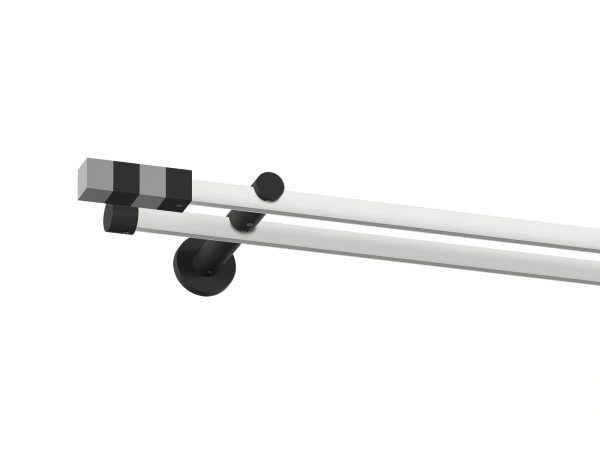 Garnýž 19x19mm drážková tyč - 2 řadá - KVADRAT - bílá a černá 1