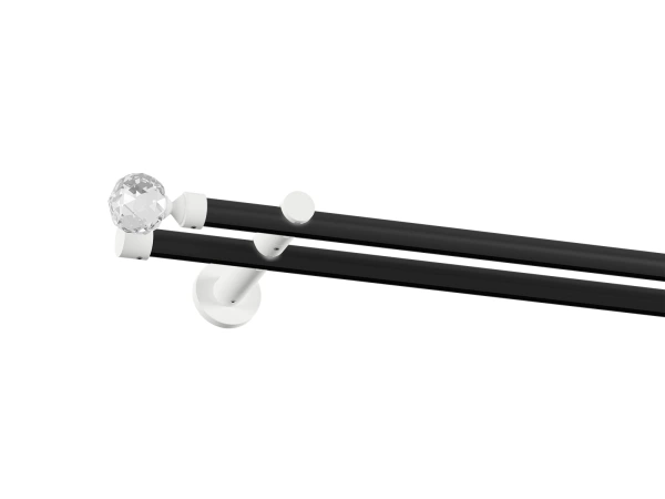 Garnýž 19x19mm drážková tyč - 2 řadá - KOULE CRYSTAL - černá a bílá 1