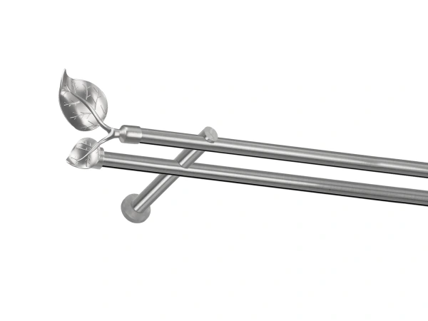 Garnýž 19x19mm - drážková tyč - 2 řadá - LIST VELIKÝ - satin 1