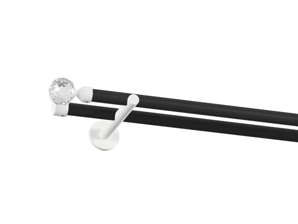 Garnýž 19x19mm obyčejná tyč - 2 řadá - KOULE CRYSTAL - černá a bílá 1