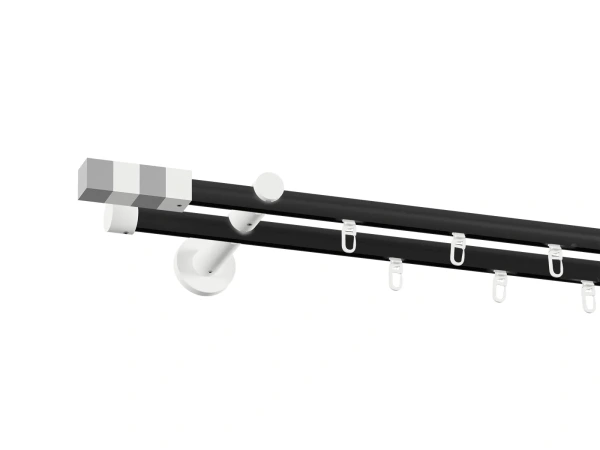Garnýž 19x19mm drážková tyč - 2 řadá - KVADRAT - černá a bílá