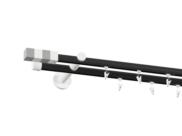 Garnýž 19x19mm drážková tyč - 2 řadá - KVADRAT - černá a bílá 2