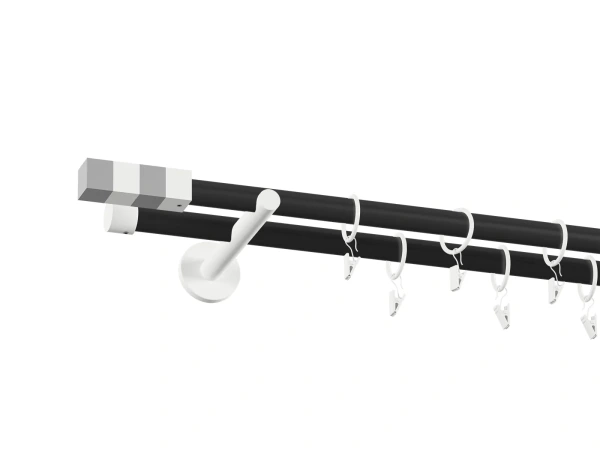 Garnýž 19x19mm obyčejná tyč - 2 řadá - KVADRAT - černá a bílá