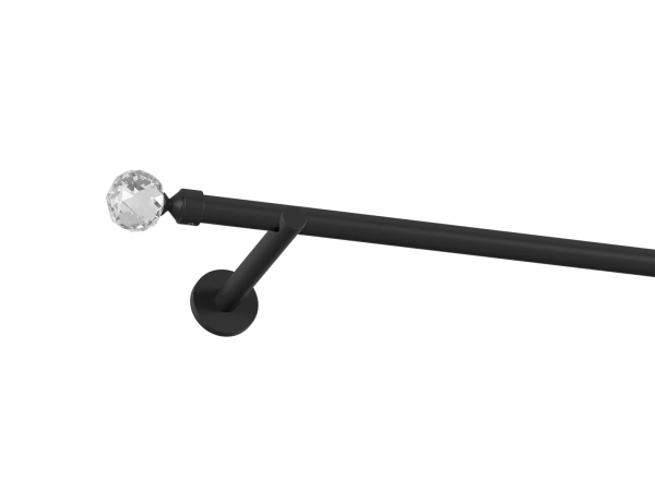Garnýž 19mm obyčejná tyč - 1 řadá - KOULE CRYSTAL - černá 1