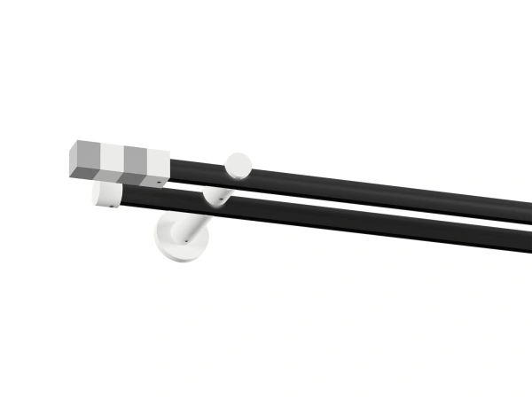 Garnýž 19x19mm drážková tyč - 2 řadá - KVADRAT - černá a bílá 1